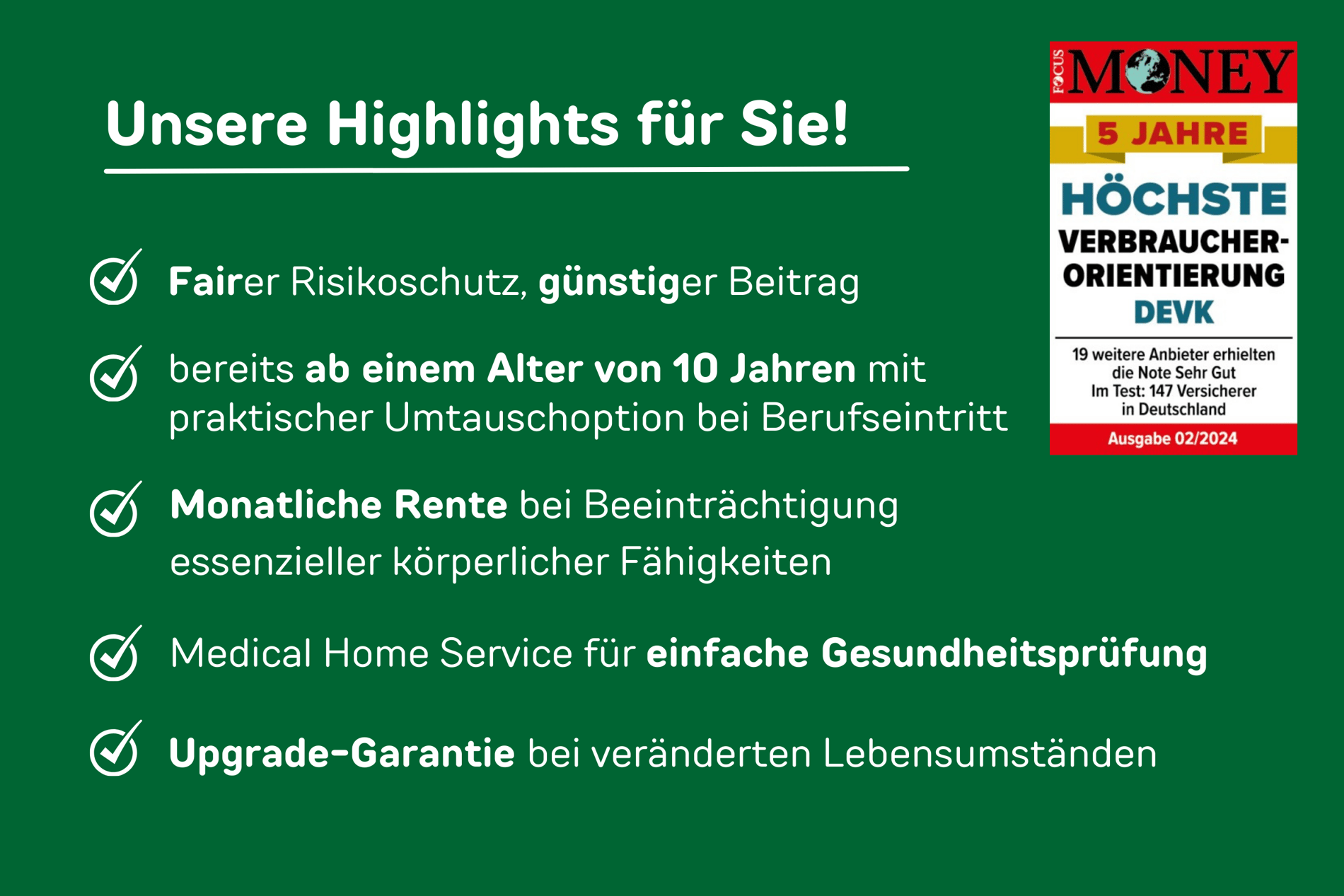 Die Highlights der DEVK Grundfähigkeitsversicherung in Schmallenberg im Überblick