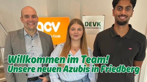 Veronika Aleksenko und Fahad Kayani als neue Auszubildende der DEVK Agentur Marco Hock am Standort Friedberg.