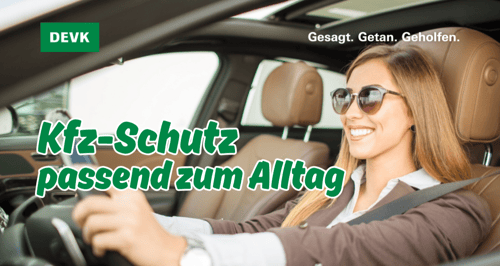 Junge Autofahrerin im Auto – Kfz-Versicherung für den Alltag bei der DEVK Agentur Jana Albertsen in Elmshorn.