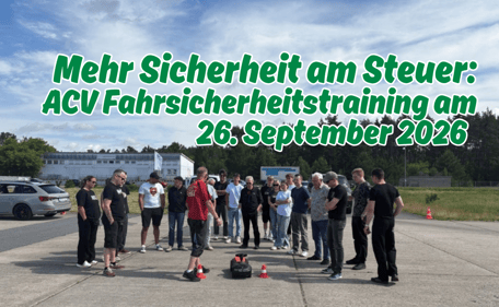 Teilnehmende beim Fahrsicherheitstraining der DEVK Agentur Jens Lenarth und des ACV-Ortsclubs Berliner Bär in Berlin