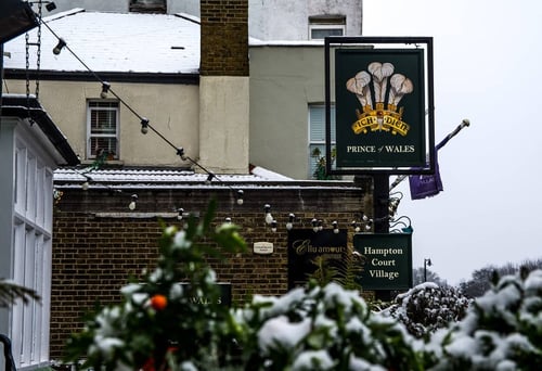 The exterior signage at The Prince Of Wales.