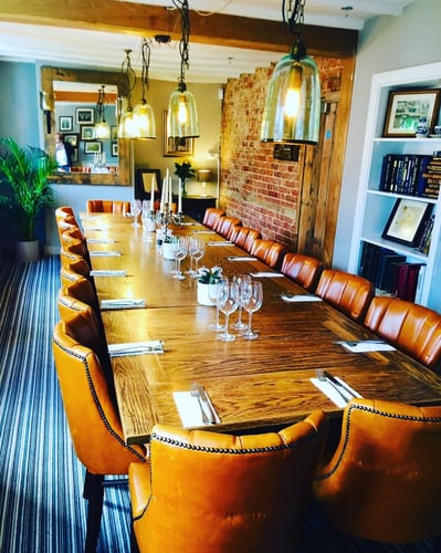 A private restaurant seating area function room at the Cricketers.