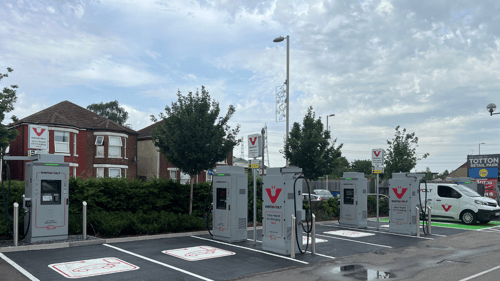 InstaVolt ultra rapid EV charging station at Totton Retail Park in Southampton, with convenient access to local shops, supermarkets and the A35 Totton Bypass.