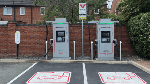 InstaVolt ultra rapid EV charging station at McDonald's Sandbach on Middlewich Road, close to ALDI, Waitrose and Sandbach town centre.