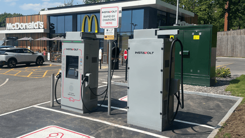 InstaVolt ultra rapid EV chargers at McDonald’s car park on Foxhole Road, Chorley.