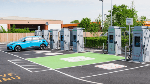 EV charging bays with InstaVolt ultra-rapid chargers at McDonald’s on Gatwick Road, Crawley