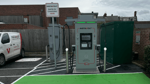 InstaVolt EV chargers at Gorleston High Street Car Park, Duke Road, Great Yarmouth, NR31 6RL, offering ultra-rapid electric vehicle charging in a convenient town centre location