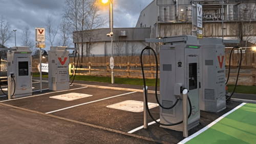 InstaVolt EV charging station on Holt Road Fakenham with ultra rapid chargers and marked bays
