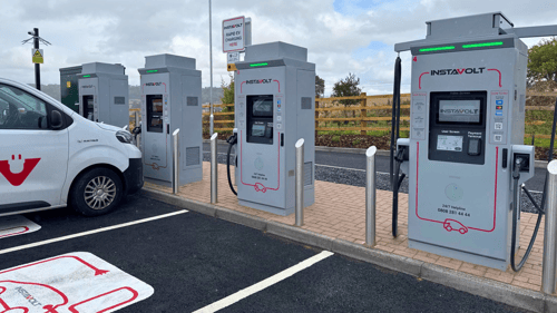 Ultra-rapid InstaVolt EV chargers at Costa in Rocks Green, Ludlow