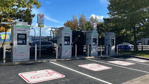 EV charging station with InstaVolt ultra-rapid chargers near McDonald’s on Dunslow Road, YO11 3YU