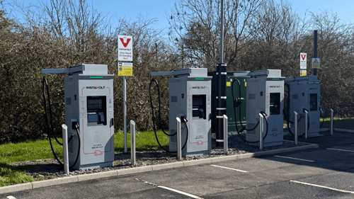 InstaVolt ultra-rapid EV chargers at McDonald’s Skegness Retail Park with parking bays