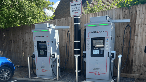 InstaVolt ultra-rapid EV chargers at McDonald’s Bullsmoor Lane, Enfield, with two ultra-rapid charging units available for electric vehicles.