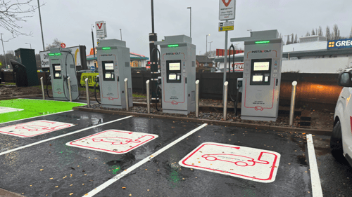 Ultra-rapid InstaVolt EV charging bays at Festival Heights Retail Park in Stoke-on-Trent