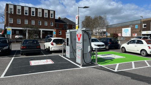 InstaVolt ultra rapid EV chargers at Co-op Hedge End Southampton with dedicated parking bays