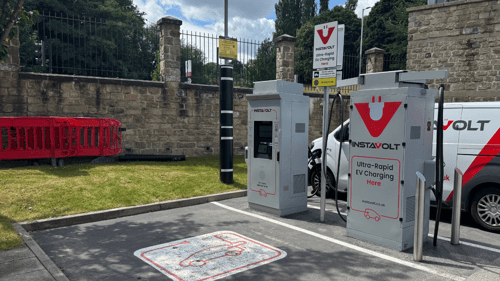 InstaVolt ultra rapid EV charging station at McDonald's Shipley on Tony Miller Approach, close to ALDI and Shipley Station.