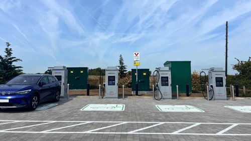 InstaVolt ultra rapid EV charging station at Windrush Heights Burford with easy access parking
