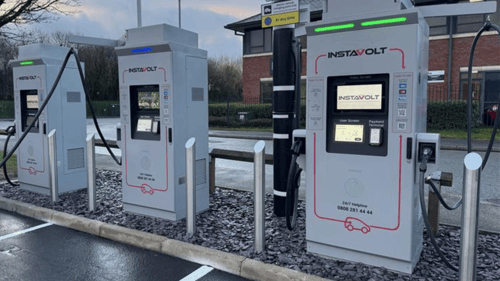 InstaVolt ultra rapid EV charging stations at Park 66 Bury with easy parking and roadside access