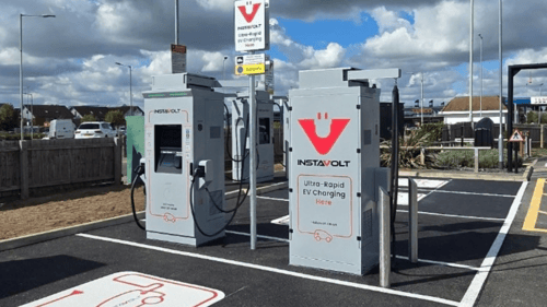 InstaVolt electric vehicle charging station at McDonald’s Newmarket, The Arches, Willie Snaith Road, Suffolk, CB8 7SU