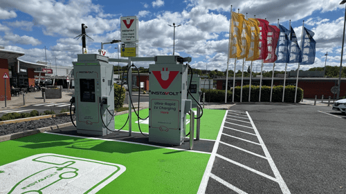 InstaVolt ultra rapid EV charging bays at Giltbrook Shopping Park near IKEA Nottingham