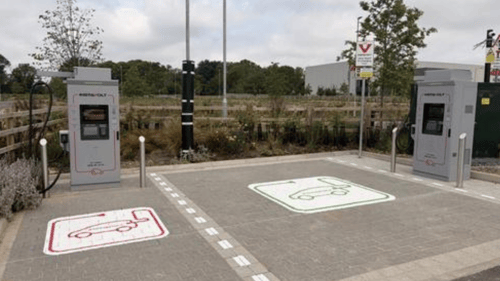 InstaVolt EV charging bays on General Castle Way, Bury St Edmunds
