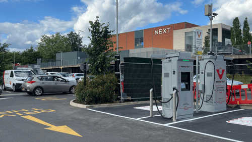 InstaVolt ultra rapid EV charging station at McDonald's High Wycombe on Crest Road, close to ALDI and Junction 4 of the M40.