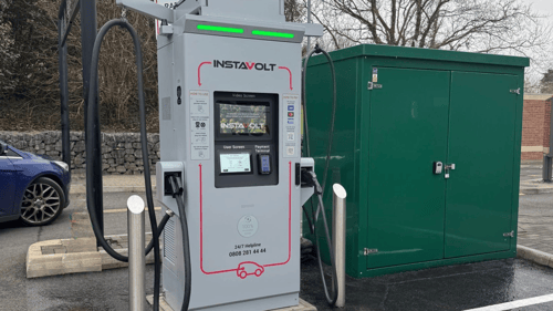 Ultra rapid InstaVolt EV charger at McDonald’s car park on London Road, Pembroke Dock