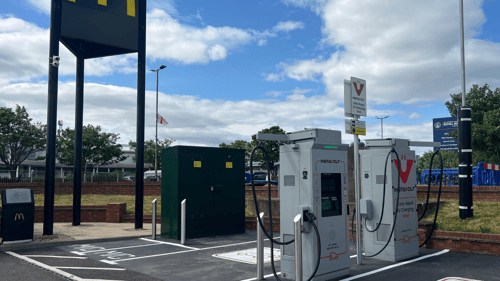 InstaVolt ultra rapid EV charging station at McDonald's Hartlepool on Marina Way near Hartlepool Marina and the National Museum of the Royal Navy.