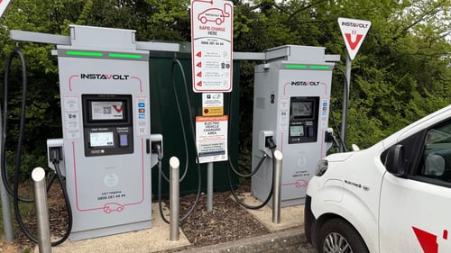 InstaVolt rapid EV chargers in use at Bannatyne Health Club Broadstairs, featuring dual charging units and clear user instructions.