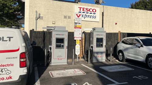 InstaVolt ultra rapid EV charging at Tesco Express Croydon with parking bays and easy access near Wickham Road