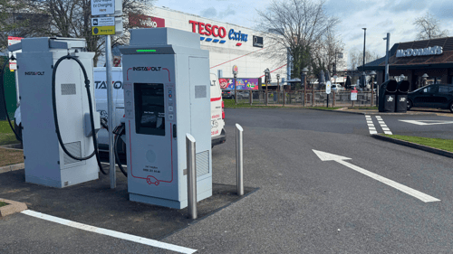 InstaVolt ultra rapid EV chargers at McDonald’s Weston Favell near Tesco Extra Northampton