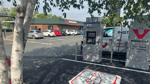 InstaVolt ultra rapid EV charging bays at Gateway Park Lincoln beside McDonald’s with convenient parking and easy access from Newark Road in South Hykeham.