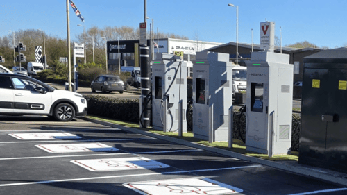 InstaVolt ultra rapid EV charging bays at McDonald’s Ash Road Aldershot with marked parking spaces