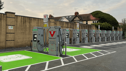 InstaVolt ultra-rapid EV chargers at Aldi and B&M car park in Ruislip with marked bays and easy access