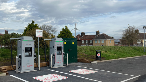 InstaVolt ultra rapid chargers at Burger King, East Prescot Road, Liverpool, with nearby landmarks like Mecca Bingo Knotty Ash and ALDI visible.