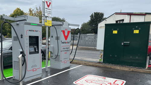 InstaVolt ultra-rapid EV chargers at Rockingham Road, Market Harborough