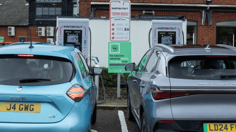 InstaVolt charging station in Uckfield, close to Tesco Superstore, Waitrose & Partners, and Bellbrook Industrial Estate.