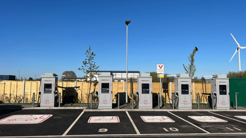 InstaVolt EV charging station at Strutherhill Industrial Estate, Larkhall with ultra rapid chargers and dedicated parking bays