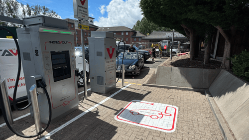 InstaVolt ultra rapid EV charging station at McDonald's Wychbold on Worcester Road, Droitwich near the M5 and A38