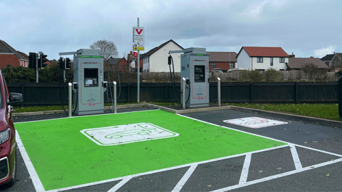 InstaVolt ultra-rapid EV chargers at McDonald’s School Road Donnington Telford with dedicated charging bays