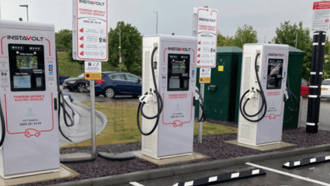 120 kW DC Electric Vehicle (EV) rapid charging Station in Royston, Hertfordshire just off the A505