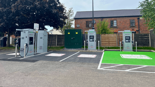 Ultra rapid InstaVolt EV chargers at Barlow Moor Road in Chorlton, Manchester