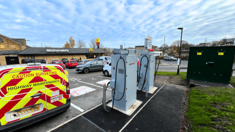 image of McDonalds Burnley with EV charging facilities, highlighting nearby businesses and accessible transport links in Burnley.