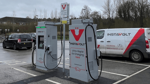 InstaVolt ultra-rapid EV chargers at McDonald’s car park in Norton Retail Park, Stoke-on-Trent