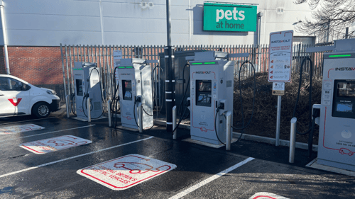 Ultra rapid InstaVolt EV charging bays at Evesham retail park