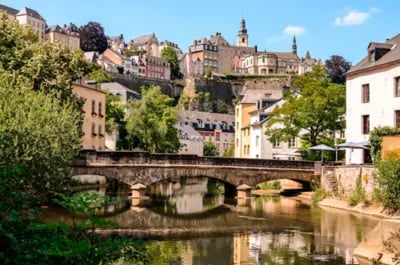 Castle view from canal in Luxembourg