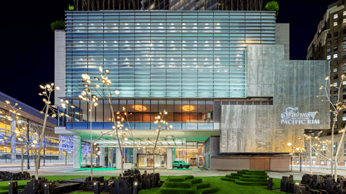 Front Entrance of Fairmont Pacific Rim, a luxury downtown Vancouver hotel