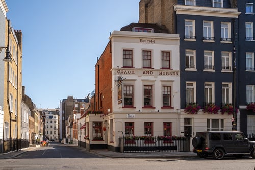Coach and Horses Shepherd Neame pub in Mayfair next to Berkeley Square
