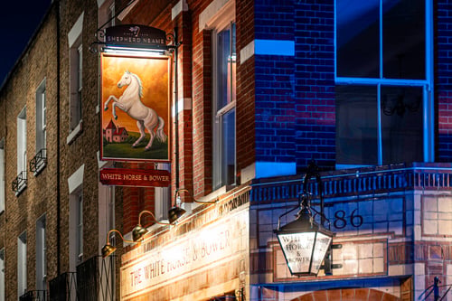 White Horse & Bower pub in London - exterior view of building